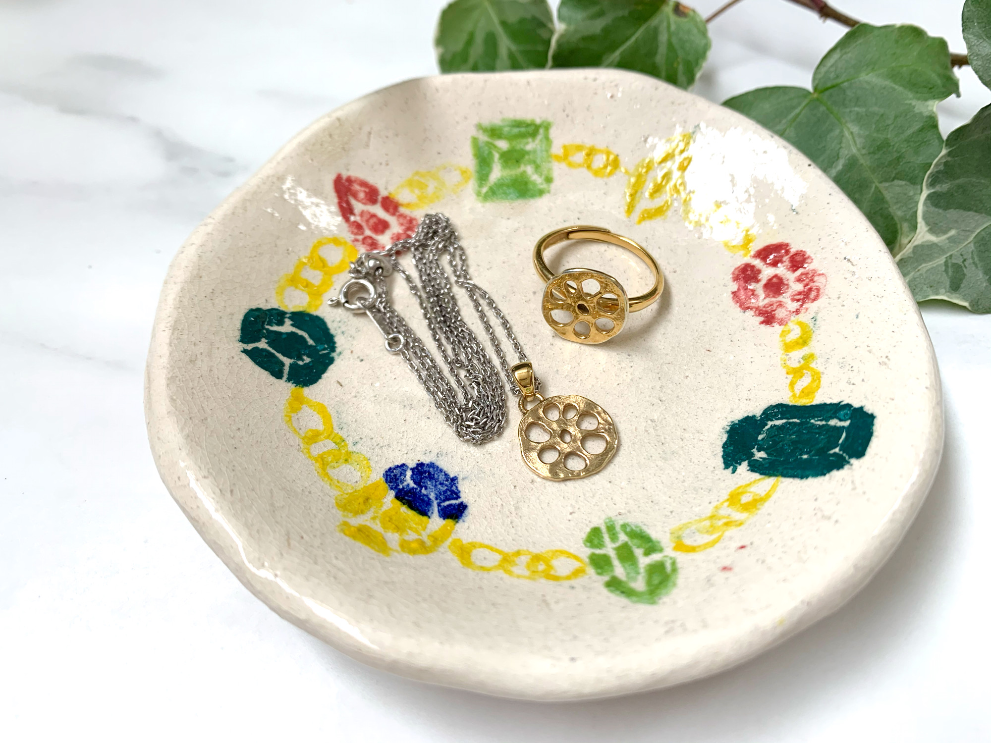 むさし野深大寺窯(東京都) 宝石柄 お皿 ジュエリートレー オリジナル