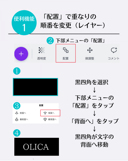 スマホ版 画像作成 神アプリCanva 便利機能 要素 インスタ画像 レイヤー