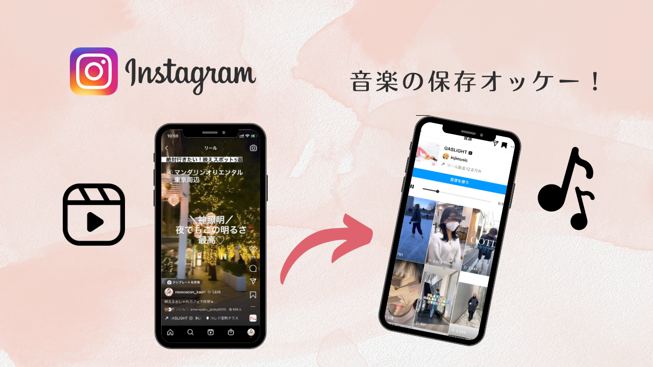 2023年インスタグラムのリールで流行っている音楽（音源）を保存する方法