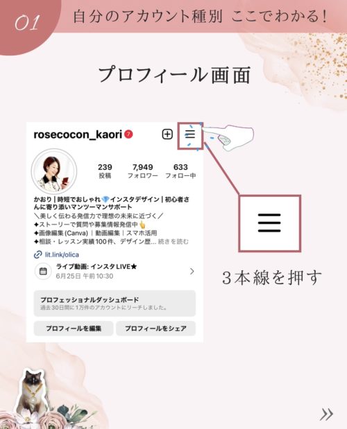 2023年インスタ★自分のアカウント種別の確認方法【個人用アカウントorプロアカウント】